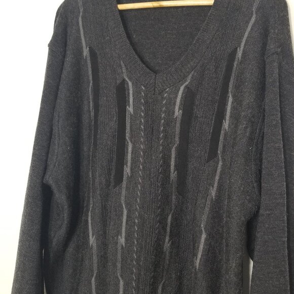 Vintage Pronto Uomo Retro Mens V-Neck Pullover Knitted Sweater Grandpa Cozy - Picture 6 of 8